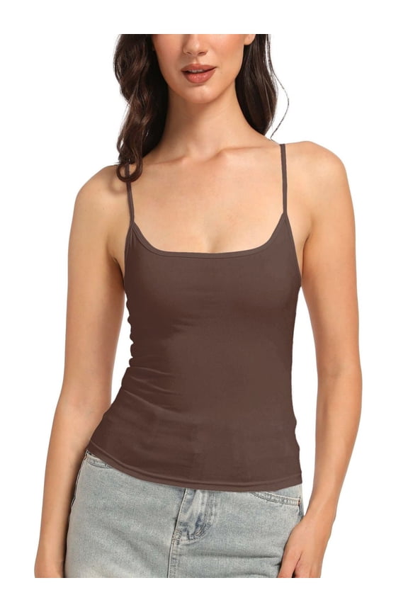Women's Scoop Neck Cami Crop Tops Strap Camisole Tank Shirt Cami Cropped Tops