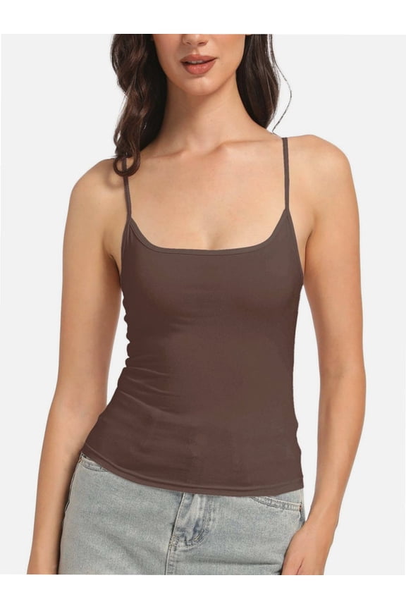 Women's Scoop Neck Cami Crop Tops Strap Camisole Tank Shirt Cami Cropped Tops