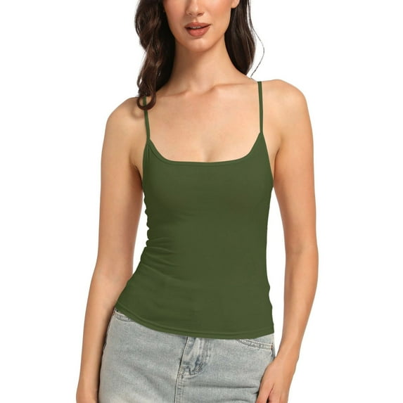 Women's Scoop Neck Cami Crop Tops Strap Camisole Tank Shirt Cami Cropped Tops