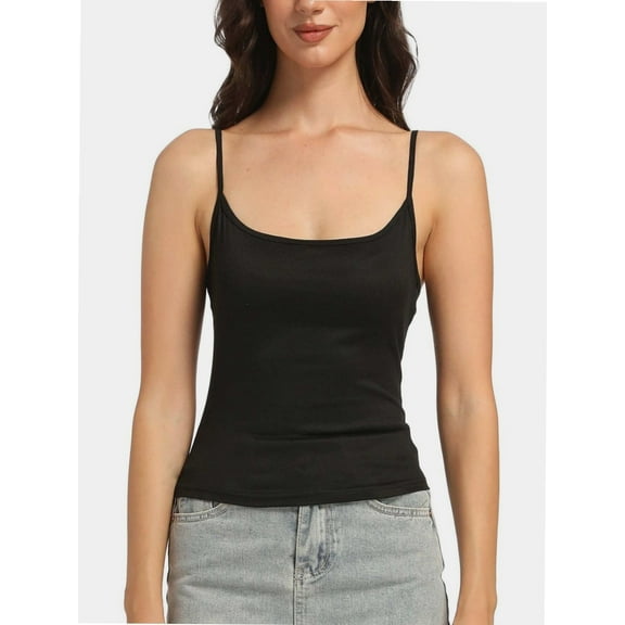 Women's Cropped Cami Top - Scoop Neck Tank Top with Adjustable Straps, Sleeveless Crop Shirt