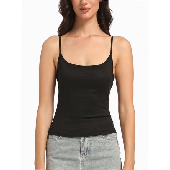 Women's Scoop Neck Cami Crop Tops Strap Camisole Tank Shirt Cami Cropped Tops