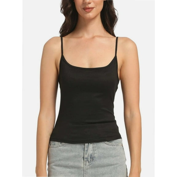 Women's Scoop Neck Cami Crop Tops Strap Camisole Tank Shirt Cami Cropped Tops