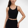 thumbnail image 1 of Women's Scoop Neck Cropped Activewear Tank Top with Wide Straps and Clean Hem Detail - Small, Black, 1 of 7