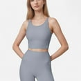 thumbnail image 1 of Women's Scoop Neck Cropped Activewear Tank Top with Wide Straps and Clean Hem Detail - Small, Gray, 1 of 5