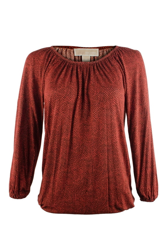 Women's Scoop Neck Printed 3/4 Sleeve Top