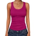 thumbnail image 1 of Women's Scoop Neck Ribbed Tank Top Basic Sleeveless Racerback Tops Summer Trendy Slim Fit Shirts 2026 Hot Pink 2XL, 1 of 4