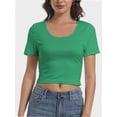 thumbnail image 1 of Women's Scoop Neck Short Sleeve Crop Tops Slim Fit T-Shirts, 1 of 6