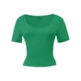 thumbnail image 1 of Women's Scoop Neck Short Sleeve Crop Tops Slim Fit T-Shirts, 1 of 5
