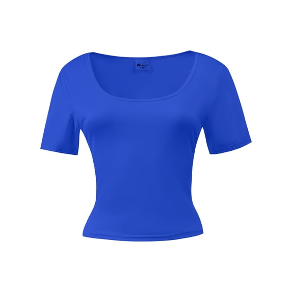 Women's Scoop Neck Short Sleeve Crop Tops Slim Fit T-Shirts
