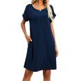 thumbnail image 1 of Women's Scoop Neck Short Sleeve Pocket Dress 65% Polyester 30% Rayon 5% Spandex Everyday Comfort Casual Everyday Wear, 1 of 14