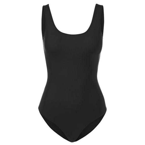 Women's Scoop Neck Sleeveless Stretch Cotton Bodysuit Tank Top