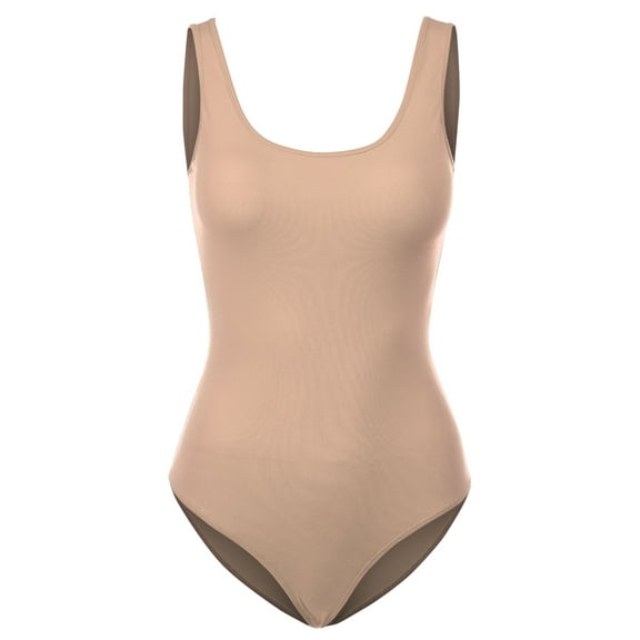 Women's Scoop Neck Sleeveless Stretch Cotton Bodysuit Tank Top