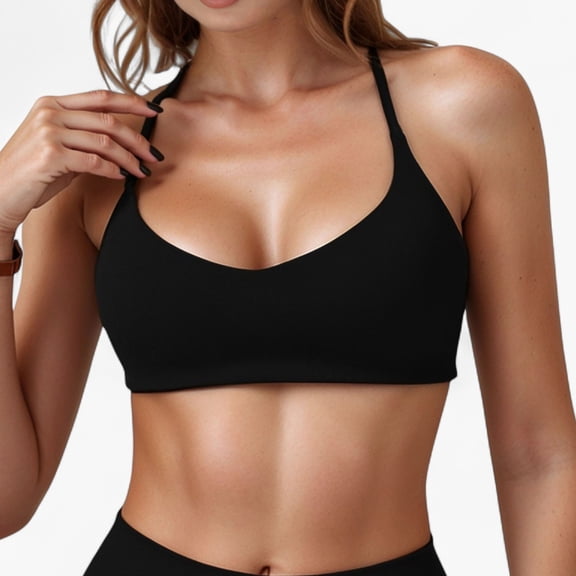 Women's Scoop Neck Sports Bra with Adjustable Straps and Smooth Stretch Fit - X Large, Black