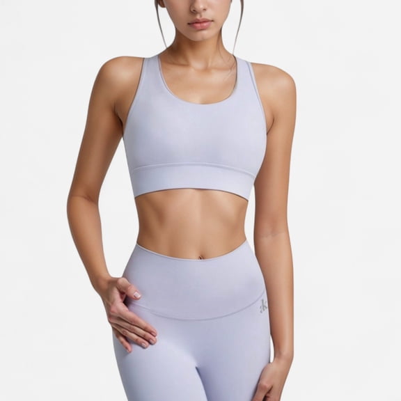 Women's Scoop Neck Sports Bra with Wide Shoulder Straps and Elastic Band for Low to Medium Support - Large, Light Blue