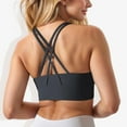 thumbnail image 1 of Women's Scoop Neck Stretchy Cropped Banded Criss Cross Back Sports Bra-Small, Black, 1 of 6