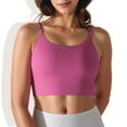 thumbnail image 1 of Women's Scoop Neck Stretchy Cropped Sports Athletic Bra-Medium, Fuchsia, 1 of 6