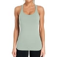 thumbnail image 1 of Women's Scoop Neck Tight Sport Camisole With Shelf Bra Racerback Yoga Tank Top, 1 of 6