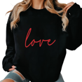 thumbnail image 1 of Women's Script Love Breathable Sweatshirt Top Casual Comfortable Round-neck long-sleeved Black S-3XL, 1 of 6