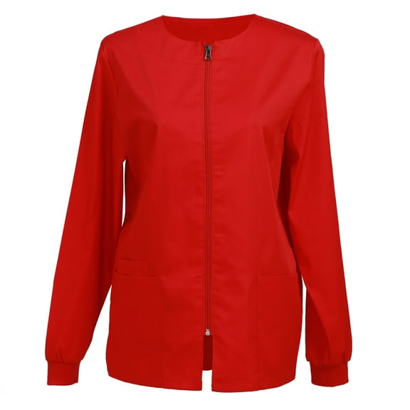 Women’s Scrub Jacket Workwear Zip Front Warm-up Jacket