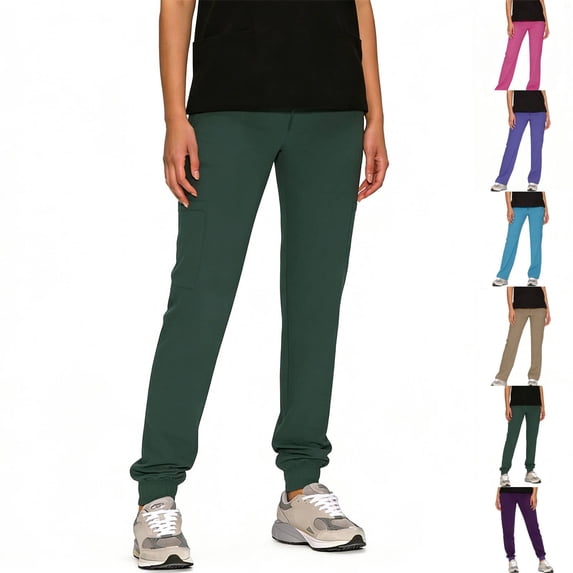 Women’s Scrub Pants Soft Stretch Cargo with Pockets Loose Fit Consider Sizing Down Green M
