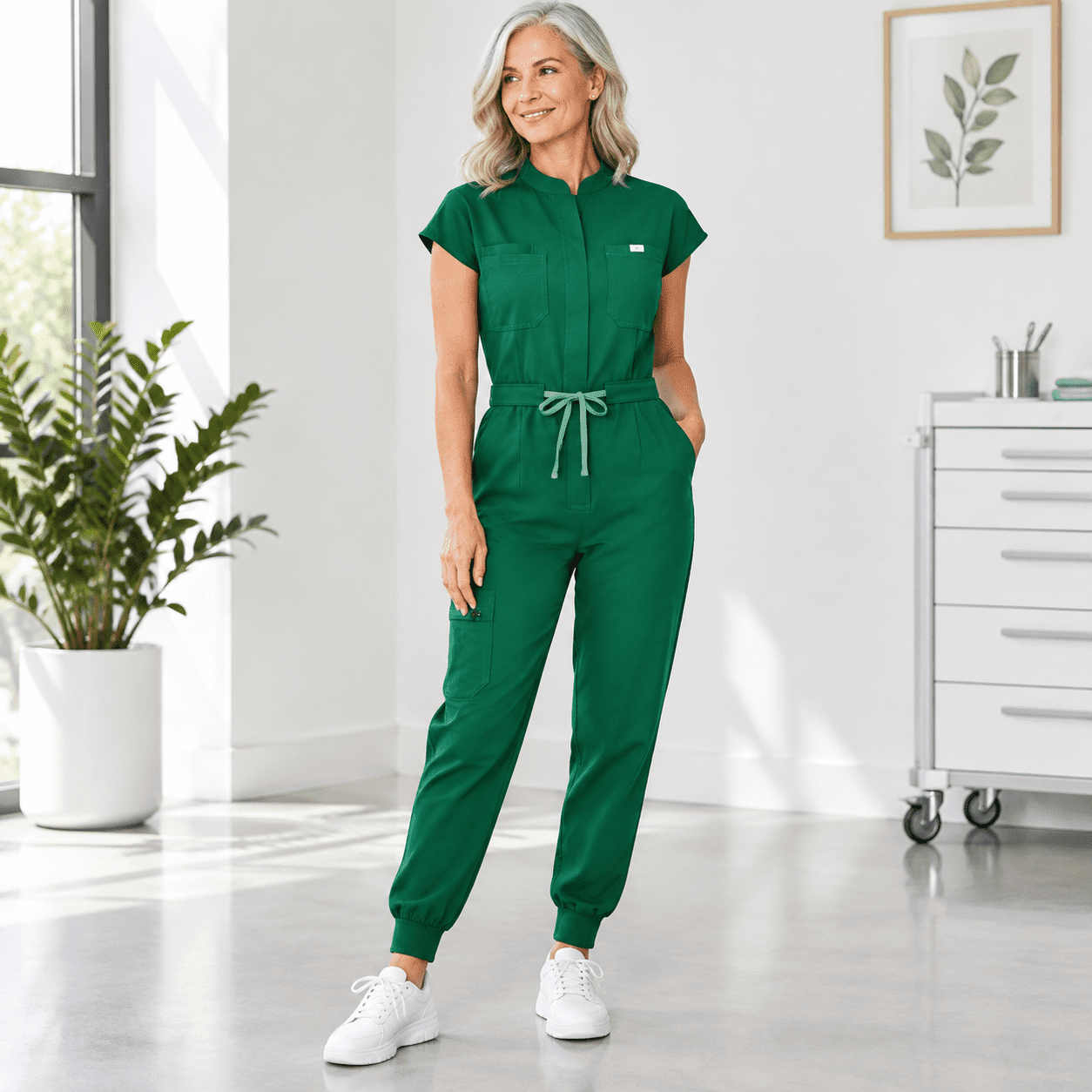 Scrub Garb Women's Scrub Set, Hunter Green, 3X-Large, Stand-Up Collar One-Piece ...