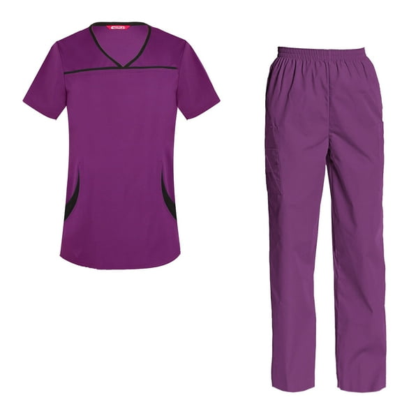 Women's Scrub Set Top And Cargo Pants