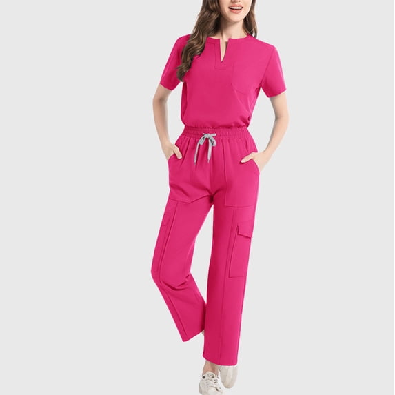 Women's Scrub Set V Neck Short Sleeve Comfortable Workwear Set For Doctors And Nurses