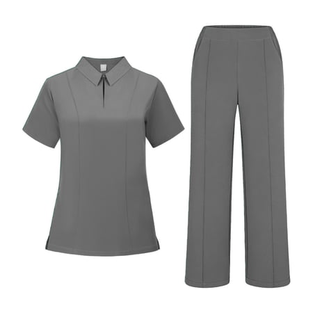 Women’s Scrub Set, V-Neck Short Sleeve Top & Jogger Pants, Quick Dry Medical Uniform with Pockets for Nurses