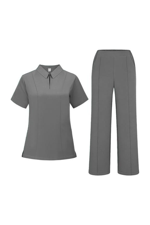 Women’s Scrub Set, V-Neck Short Sleeve Top & Jogger Pants, Quick Dry Medical Uniform with Pockets for Nurses