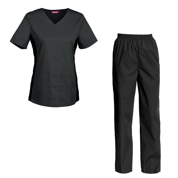 Women's Scrub Set - V-Neck Top and Cargo Pants