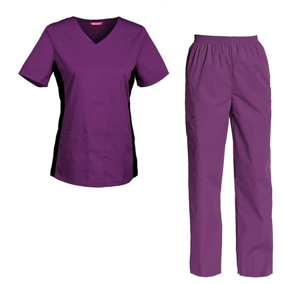 Women's Scrub Set - V-Neck Top and Cargo Pants