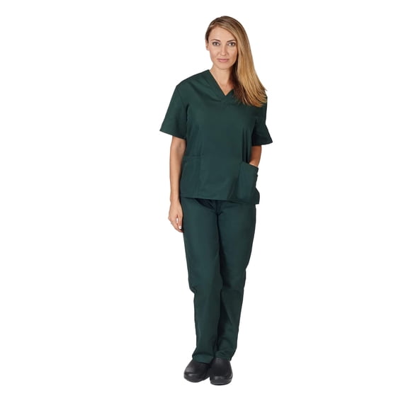 Women's Scrub Sets, Scrub Top and Pants (Hunter Green, X-Small)