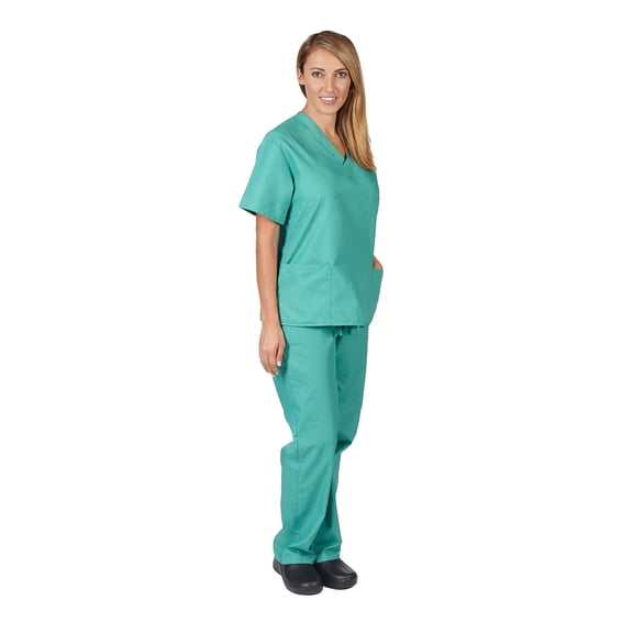 Women's Scrub Sets, Scrub Top and Pants (Surgical Green, Small)
