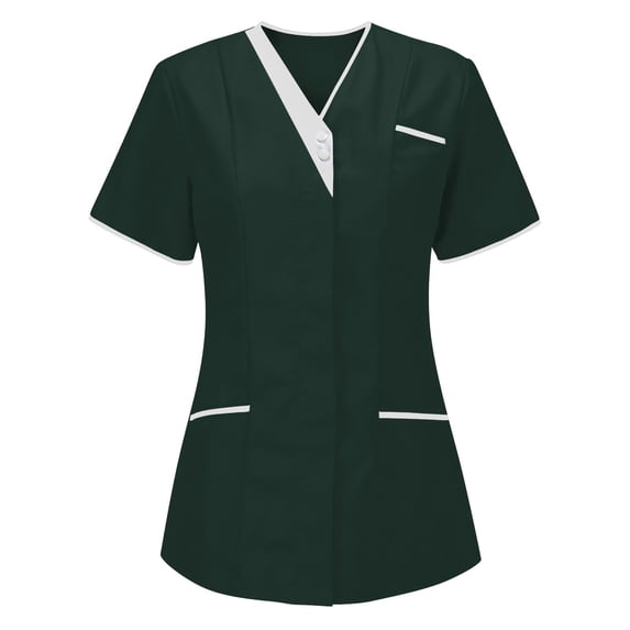 Women's Scrub Shirts 2023 Work Wear Scrub Tops for Women Solid Color Summer Working Uniform T-Shirt Short Sleeve V-Neck Pockets Top