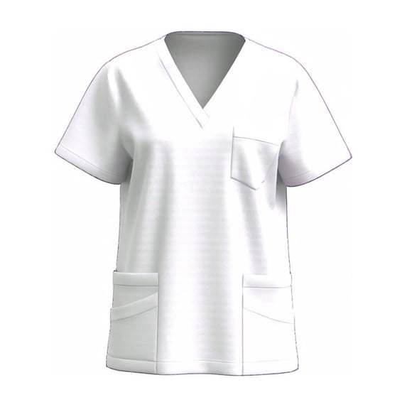 Women's Scrub Top Comfortable Stretch V-Neck Classic Solid Medical Shirt with Pockets
