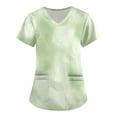 thumbnail image 1 of Women's Scrub Top with Pockets Cute Print V-Neck Short Sleeve Nurse Uniform, Comfortable & Stylish-Light Green-2XL, 1 of 5