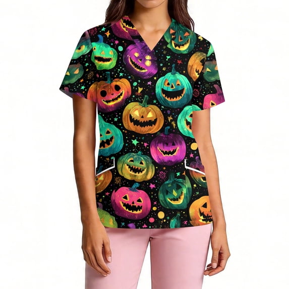 Women's Scrub Tops Halloween Scrubs Nursing Scrubs
