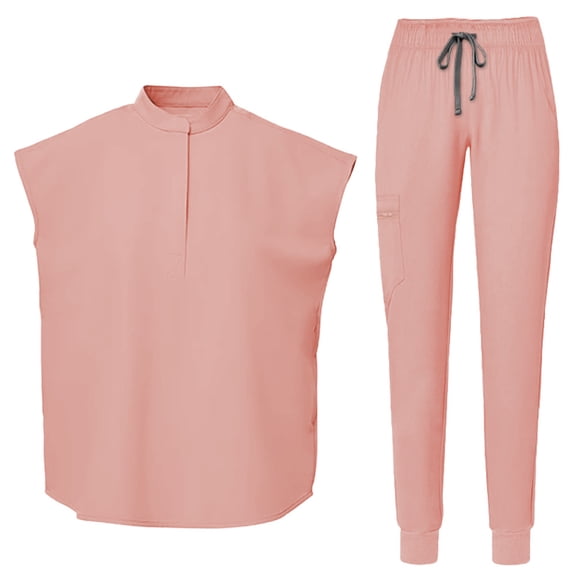 Women's Scrubs Healthcare Top, Short Sleeved Pants Sets Pink S