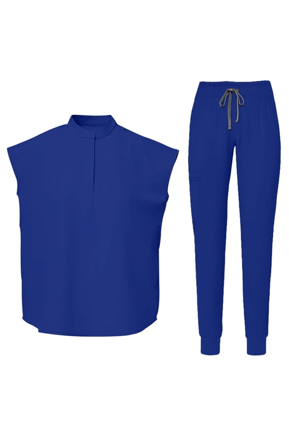 Women's Scrubs Healthcare Top, Short Sleeved Pants Sets Royal Blue S