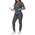 thumbnail image 1 of Women's Scrubs Quick Drying Ultra Soft Pocket short Top and Pants Womens Scrub Sets Gray S, 1 of 4
