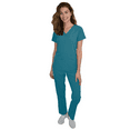 thumbnail image 1 of Women's Scrubs Set Medical Uniform Comfortable V-Neck Top and Cargo Pant Set with Pockets, Breathable Cool Scrubs Stretch 93 Polyester/7 Spandex, 2XL Size, Teal, 1 of 6