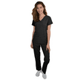 thumbnail image 1 of Women's Scrubs Set Medical Uniform Comfortable V-Neck Top and Cargo Pant Set with Pockets, Breathable Cool Scrubs Stretch 93 Polyester/7 Spandex, M Size, Black, 1 of 1
