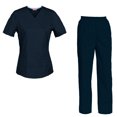 thumbnail image 1 of Women's Scrubs Set — Mock Wrap Top & Cargo Pants, 1 of 3