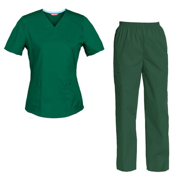 Women's Scrubs Set — Mock Wrap Top & Cargo Pants
