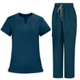 thumbnail image 1 of Women's Scrubs Set, Nursing Uniform V-Neck Top with Cargo Pants, Professional Healthcare Work Wear, 1 of 4
