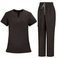 thumbnail image 1 of Women's Scrubs Set, Nursing Uniform V-Neck Top with Cargo Pants, Professional Healthcare Work Wear, 1 of 4