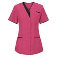 thumbnail image 1 of Women's Scrubs Top Comfortable Work V Neck Short Sleeve Blouse Work Clothing Top With Pockets, 1 of 4