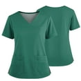 thumbnail image 1 of Women's Scrubs Top Mock Wrap, Womens Nursing Tops with Side Slit and Pocket Stretchy Medical Scrub Shirts for Healthcare Professionals 2025 Breathable Nurse Uniforms Summer Green 4Xl, 1 of 5