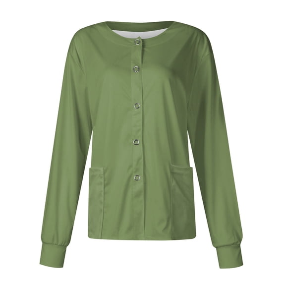 Women's Scrubs Warm-Up Jacket/Front Snaps - Round Neck