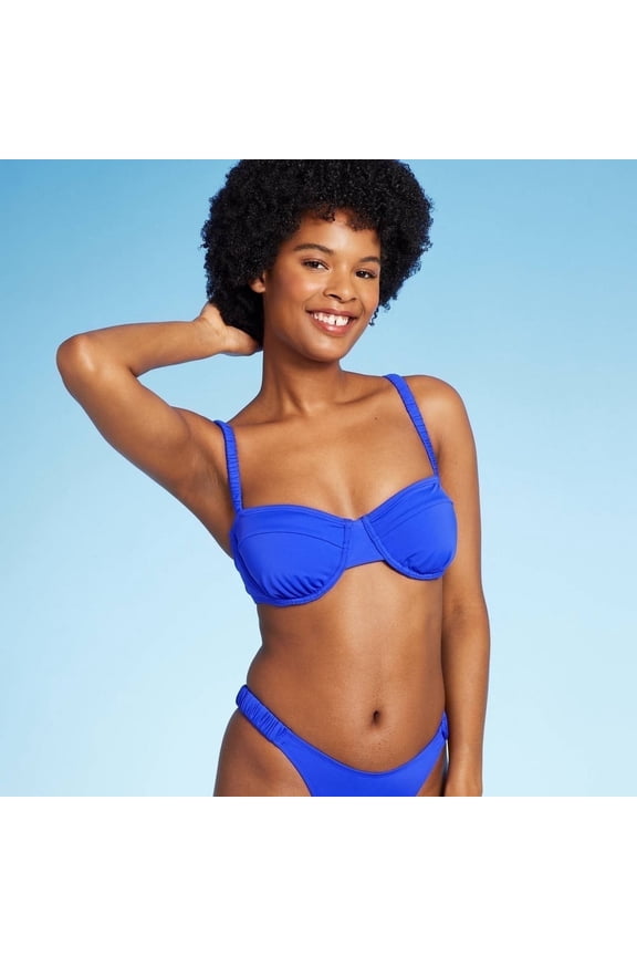 Wild Fable Women's Scrunchie Strap Underwire Bikini Top Blue XS